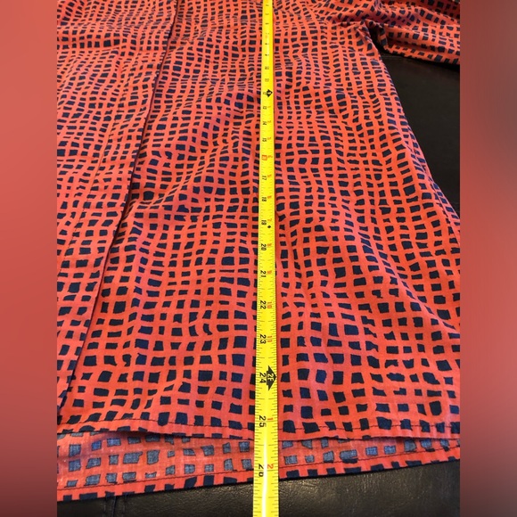 Aeffe Spa Orange Navy Patterned Button Down Blouse Cotton Sz 10 US EUC! - Picture 15 of 16